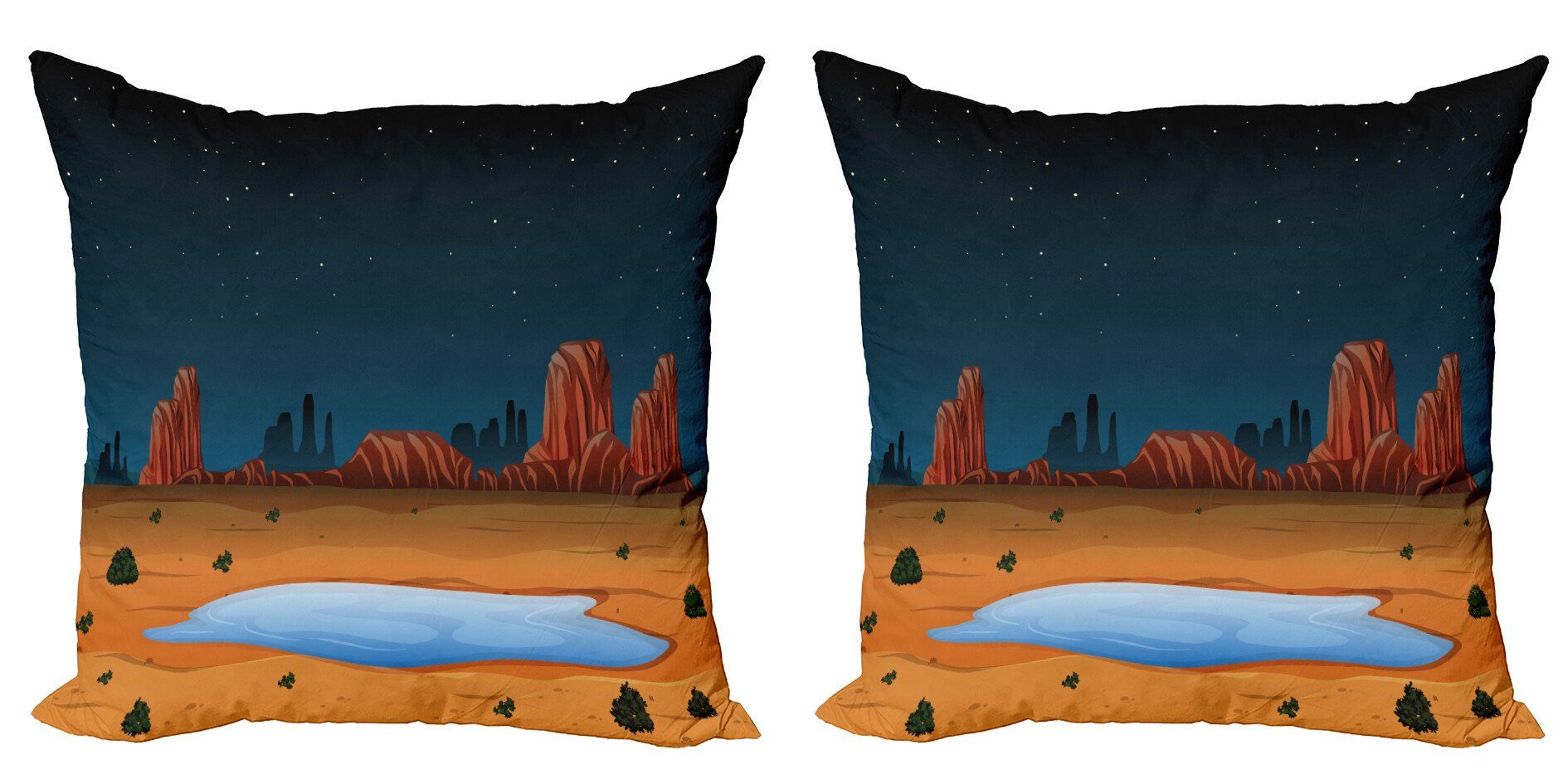 Kissenbezüge Modern Accent Doppelseitiger Digitaldruck, Abakuhaus (2 Stück), Oase Arizona Landschaft Sternenhimmel