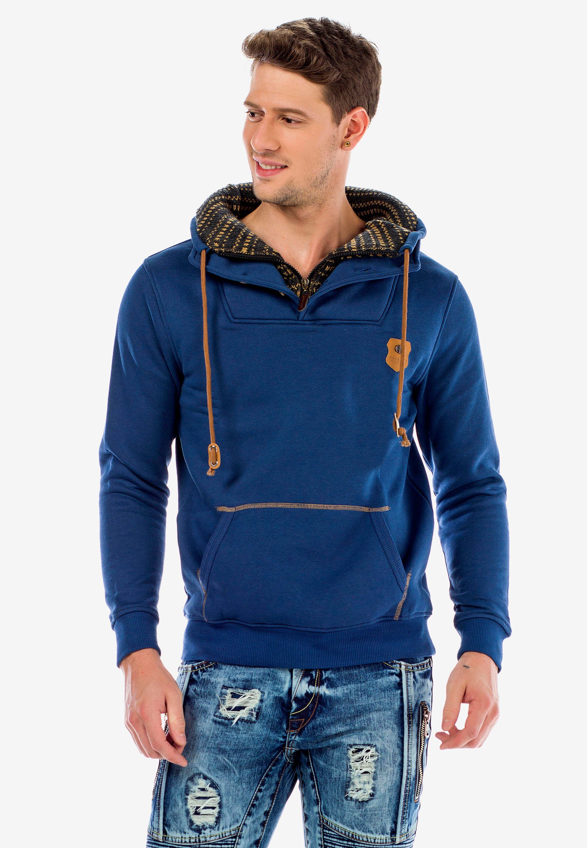 Sweatshirt Cipo & indigo Kragen mit Baxx Doppelte