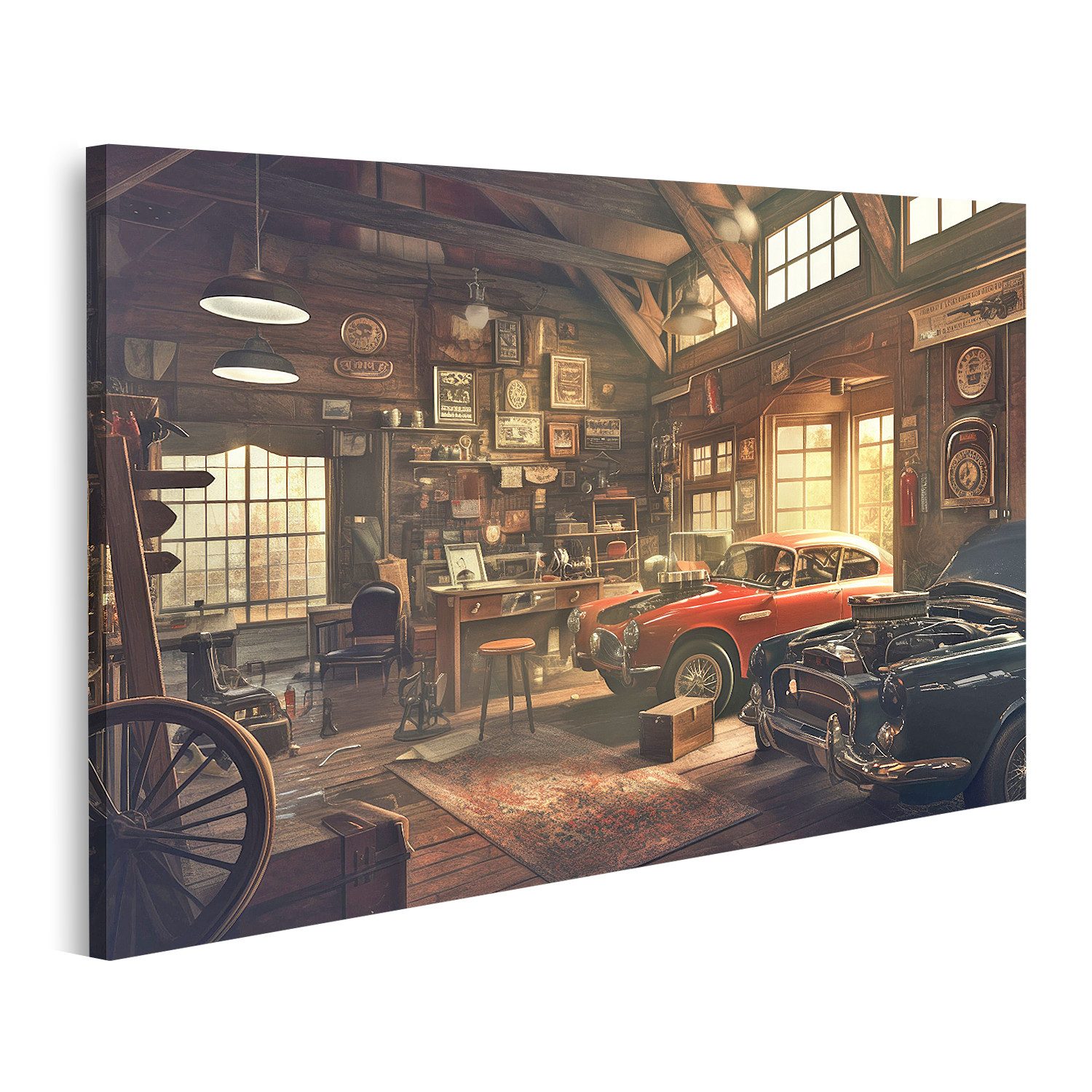 islandburner Leinwandbild, Klassische Autos und Vintage Werkstatt