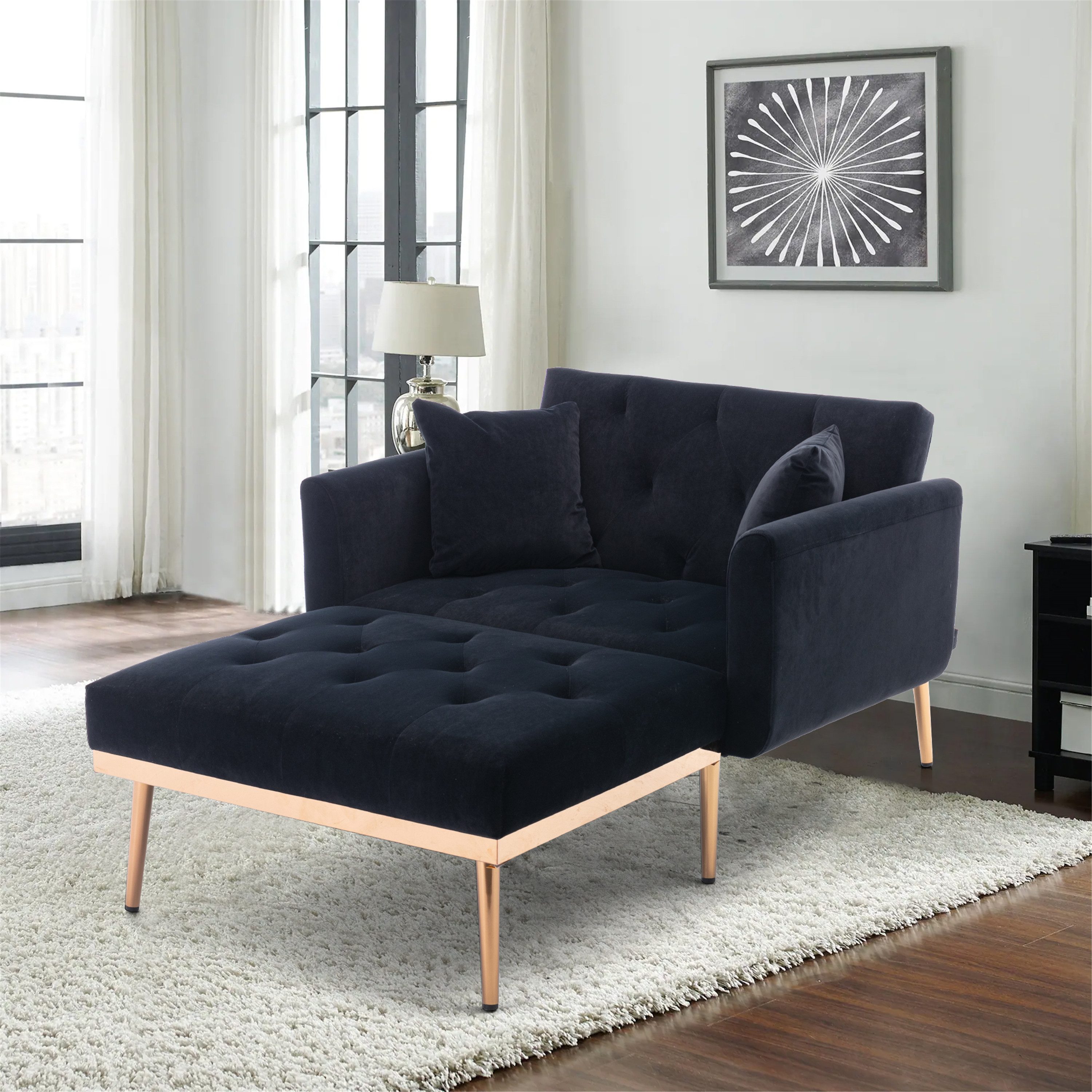 STILVORA Sofa mit bettfunktion,Relaxsessel mit liegefunktion,verstellbare Klappsofa, Verstellbarer Ruhesessel mit 3 Positionen, Komfortable Polsterung, Armlehnen und Kissen