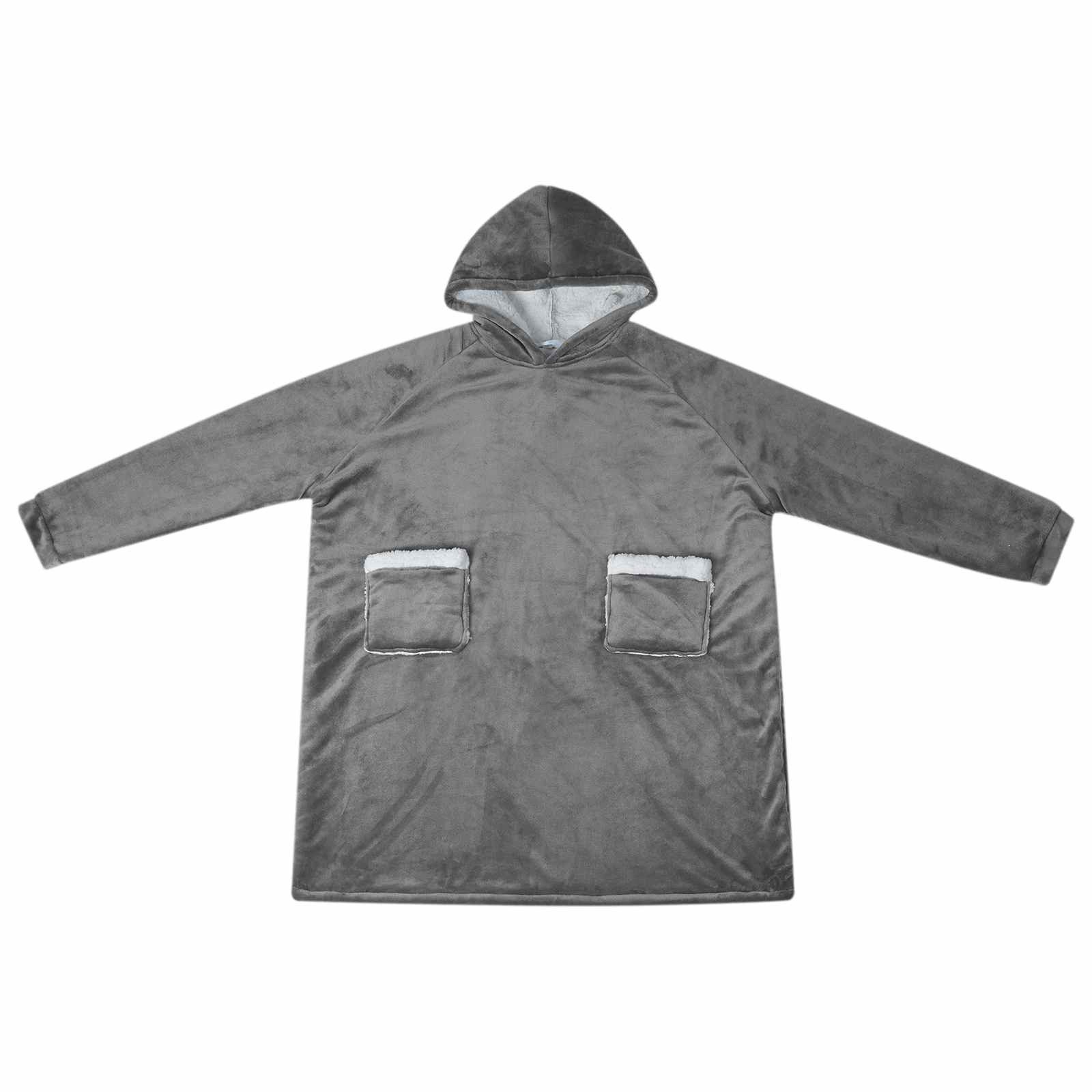vidaXL Unisex-Bademantel Decken-Hoodie Dunkelgrau L Fleece und Flanell, Vlies