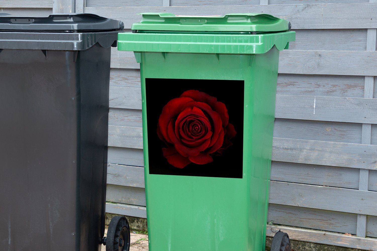 MuchoWow Wandsticker Rosa - Mülltonne, Rot (1 Sticker, - Schwarz Mülleimer-aufkleber, Container, Abfalbehälter St)