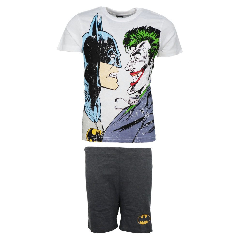 DC Comics Schlafanzug DC Comics Batman Joker Kinder kurz Pyjama Schlafanzug Gr. 98 bis 116 - 100% Baumwolle