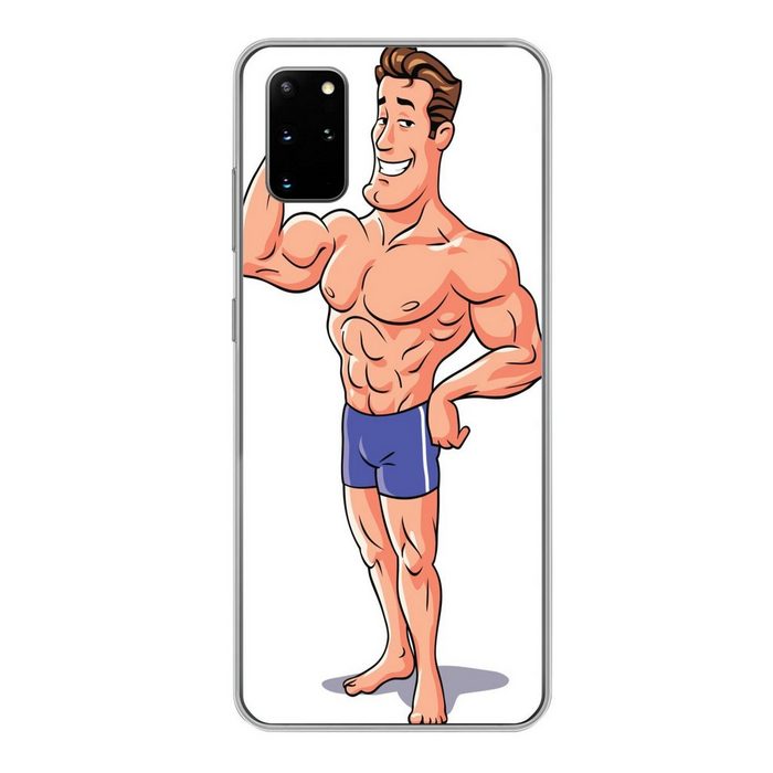 MuchoWow Handyhülle Eine Illustration eines Bodybuilders der seinen Körper zeigt Phone Case Handyhülle Samsung Galaxy S20 Plus Silikon Schutzhülle