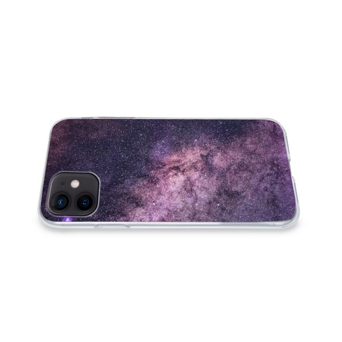 MuchoWow Handyhülle Die violett leuchtende Milchstraße Handyhülle Apple iPhone 12 Smartphone-Bumper Print Handy ZV11067