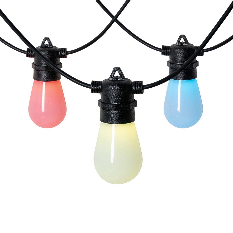 Qazqa LED-Lichterkette Chill, 15-flammig, QAZQA Außen Lichterkette, integrated, Schwarz, Kunststoff, Modern