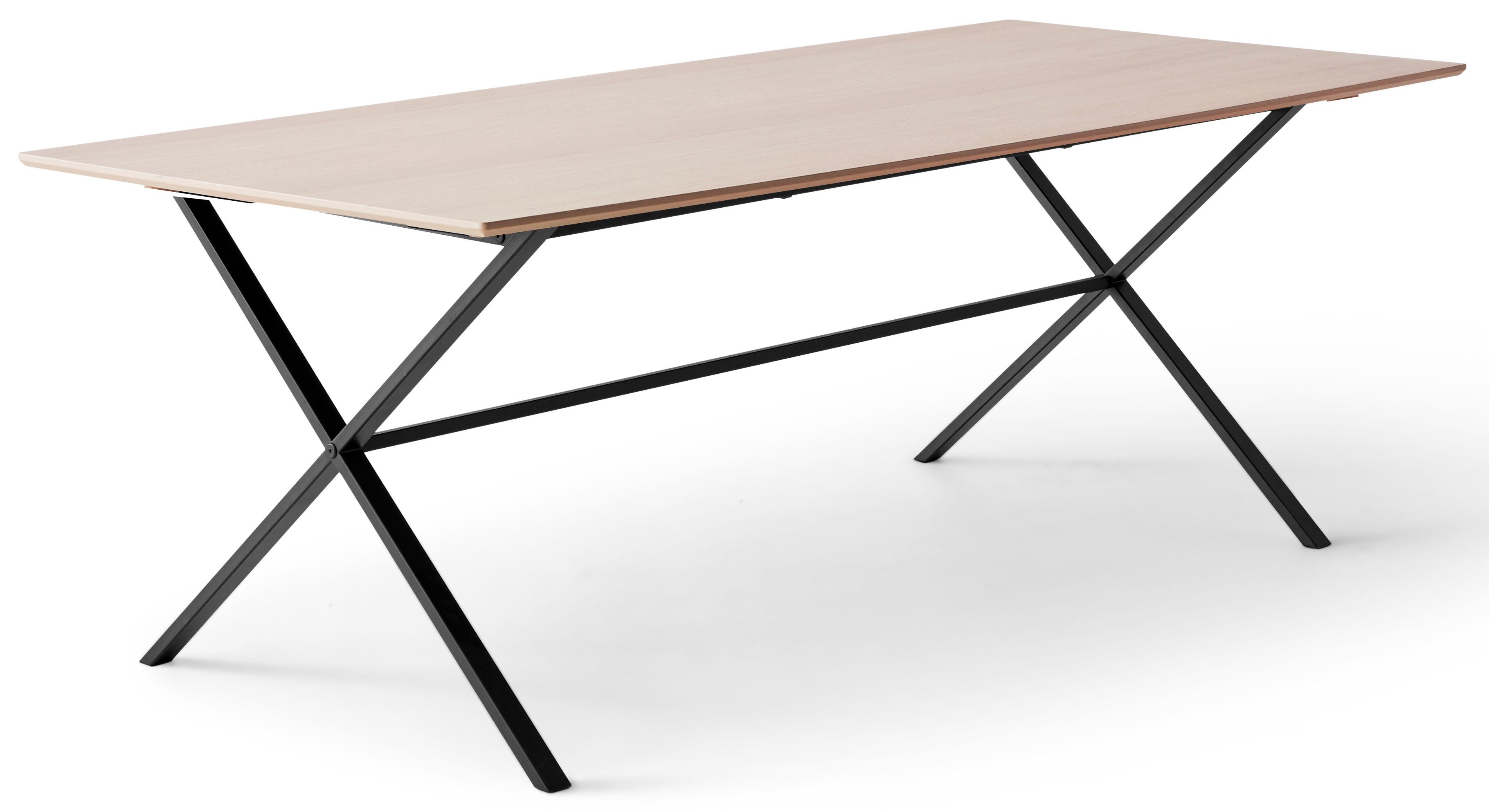 Hammel Furniture Esstisch Meza Designtisch mit Auszugsfunktion und 2 Einlegeplatten, rechteckige Tischplatte MDF, gekreuztes Metallgestell