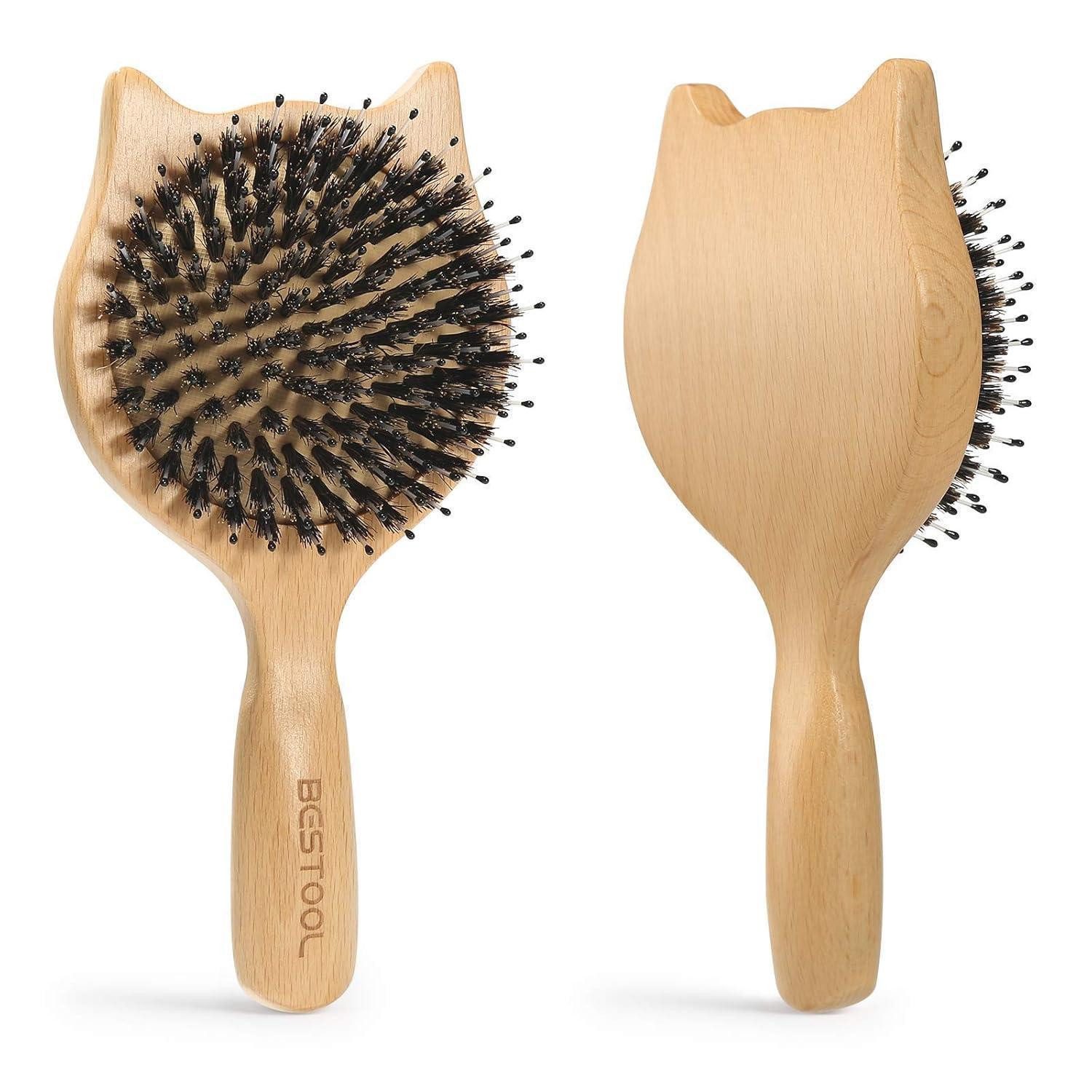 LuxusKollektion Haarbürste Kleine Reise Haarbürste für Damen Herren Kinder Wildschweinborsten