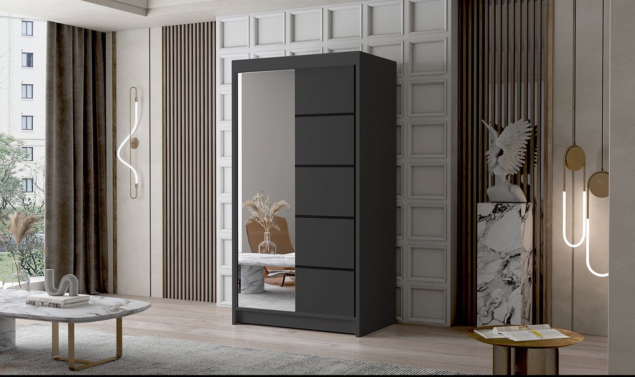 Schiebetüren-Kleiderschrank Mit Spiegel (100x200x58 Cm) – Stauraum-Wunder Fürs Schlafzimmer