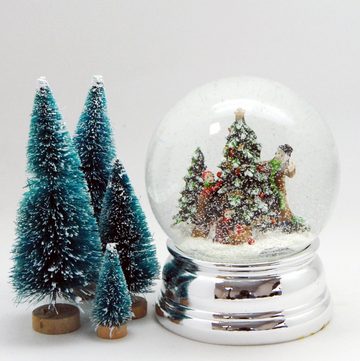 MINIUM-Collection Schneekugel Christbaum schmücken Glamour Line Silber Sockel geschwungen 100mm