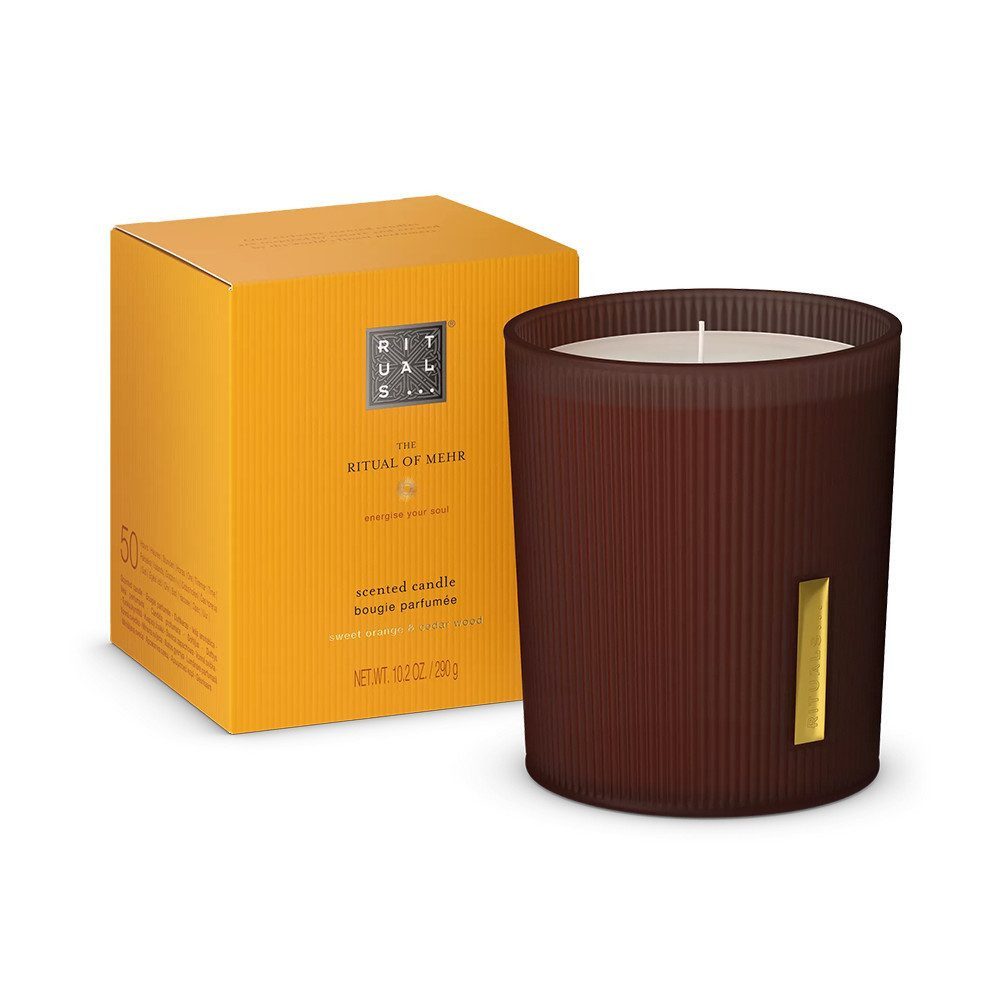 Rituals Duftkerze RITUALS The Ritual of Mehr Duftkerze, Duftkerze mit süßer Orange & Zedernholz – bis zu 50 Stunden Brenndauer