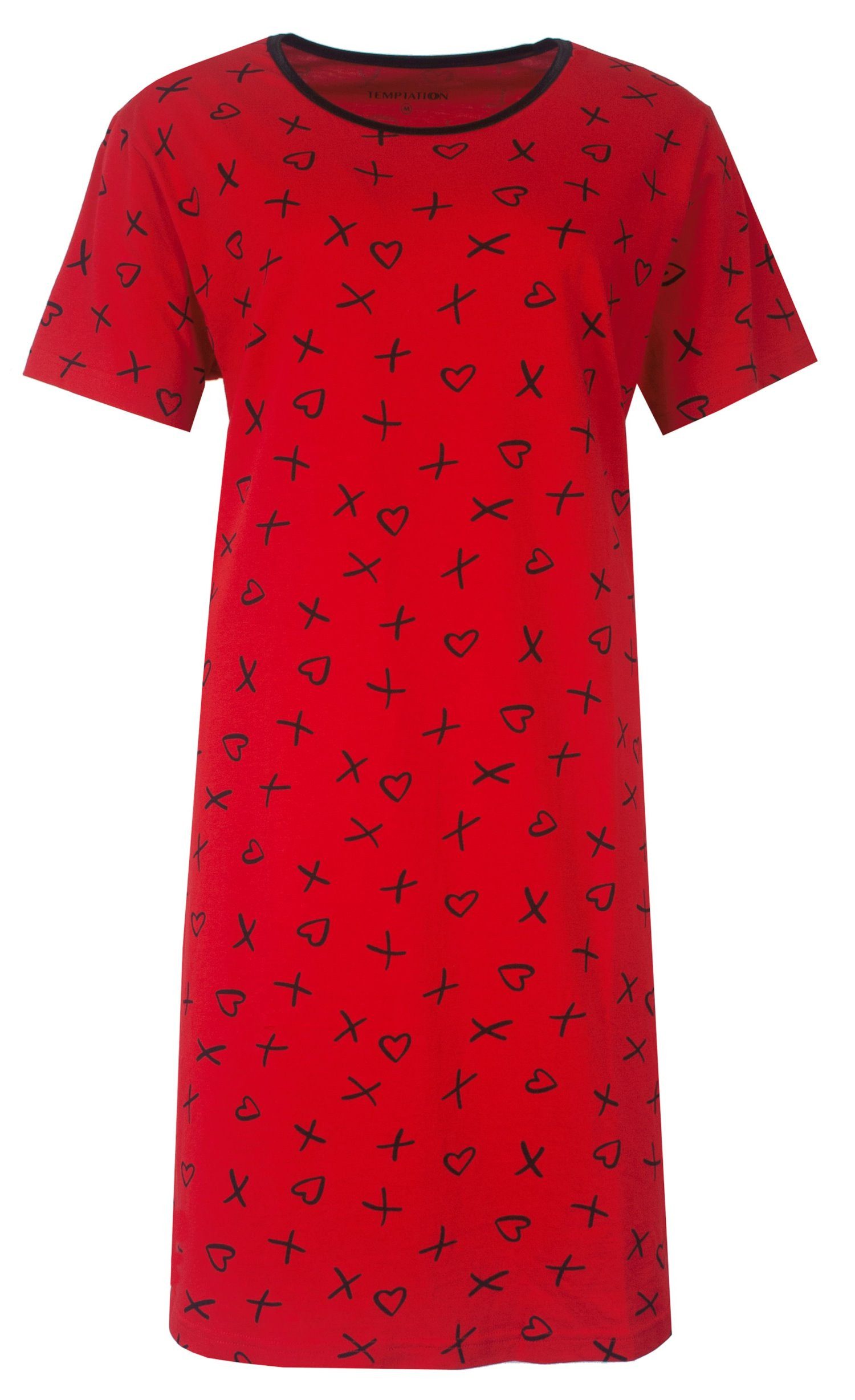 TEMPTATION Nachthemd Damen Schlafshirt mit kurzem Arm (1-tlg) Baumwolle