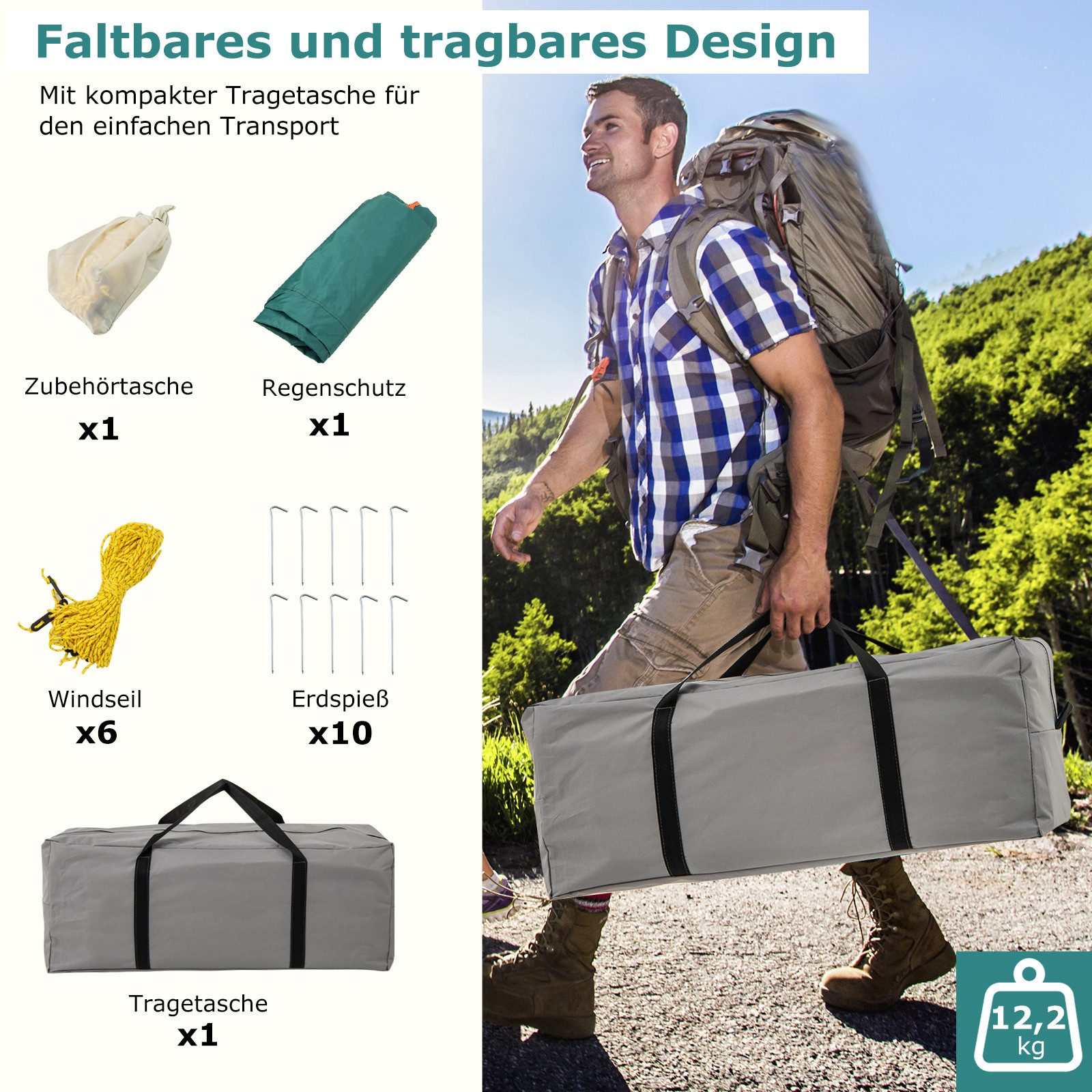 COSTWAY Kuppelzelt, Personen: 8, XL wasserdichtes günstig online kaufen