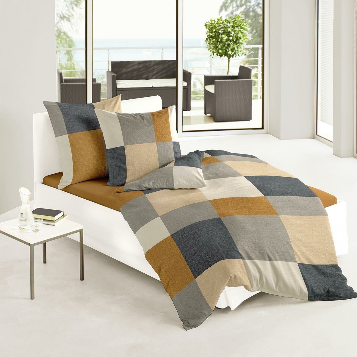 TRAUMSCHLAF Bettwäsche Bregenz bronze, Biber, 2 teilig, hochwertig verarbeitete Winterbettwäsche