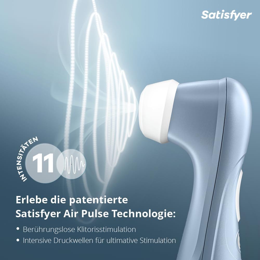 Satisfyer Massagegerät Pro 2 – Druckwellen-Stimulator mit Air-Pulse-Technologie, Wellnessgerät, 11 Intensitäten & Wasserdicht IPX7