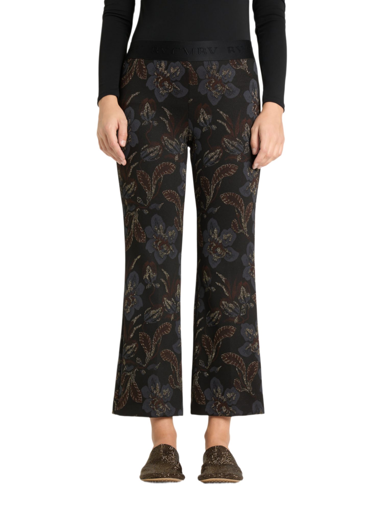 Cambio Stoffhose schwarz, Freizeit, Viskose, Allover-Print, Regular Fit, Mittel