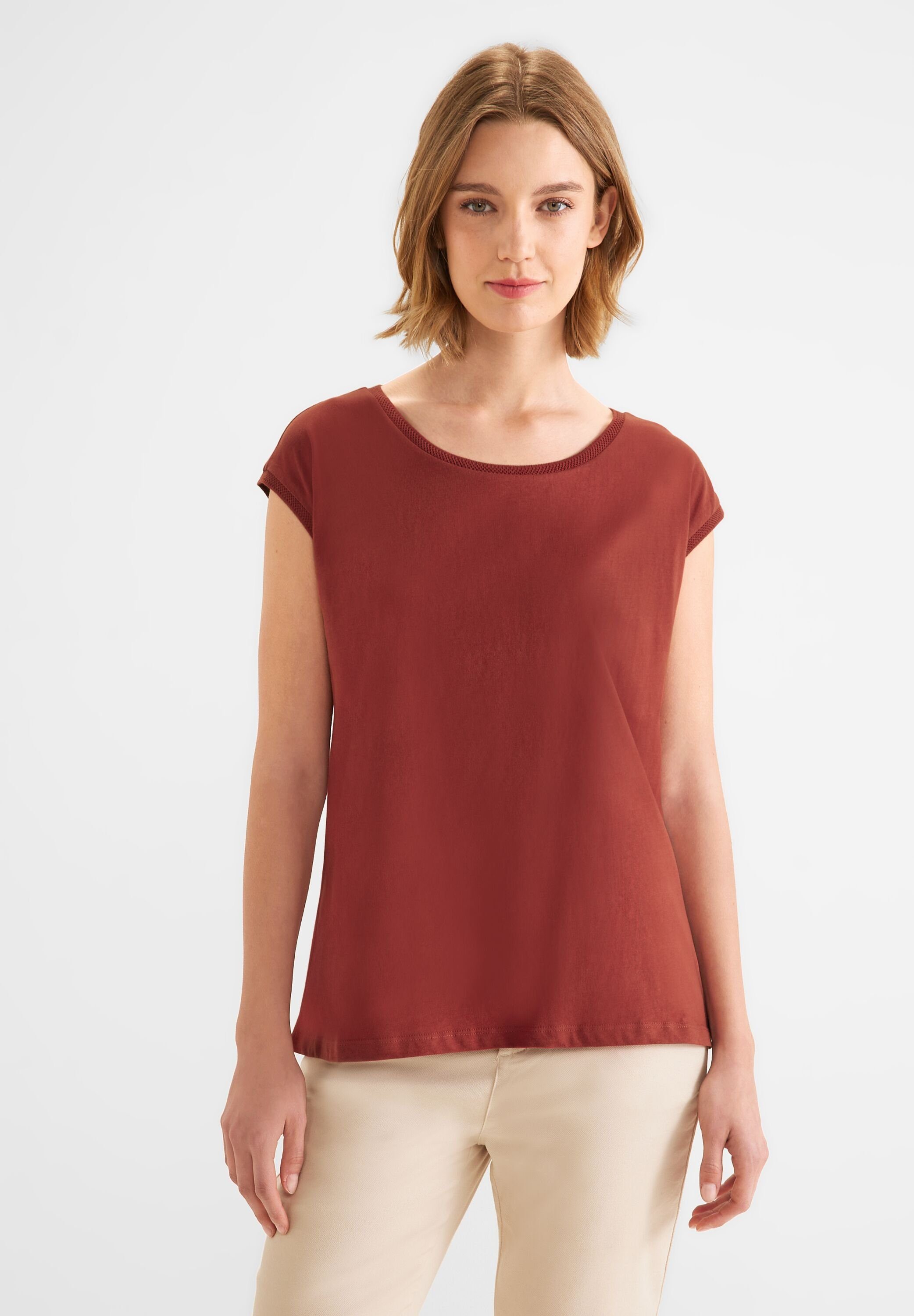 STREET ONE T-Shirt in Unifarbe foxy red | T-Shirts