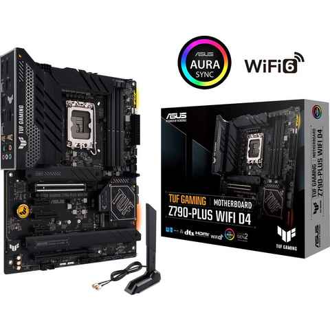 Asus TUF GAMING Z790-PLUS WIFI D4 Mainboard, ATX, PCIe 5.0, DDR4 Speicher, 4x M.2, HDMI, DisplayPort, WiFi 6