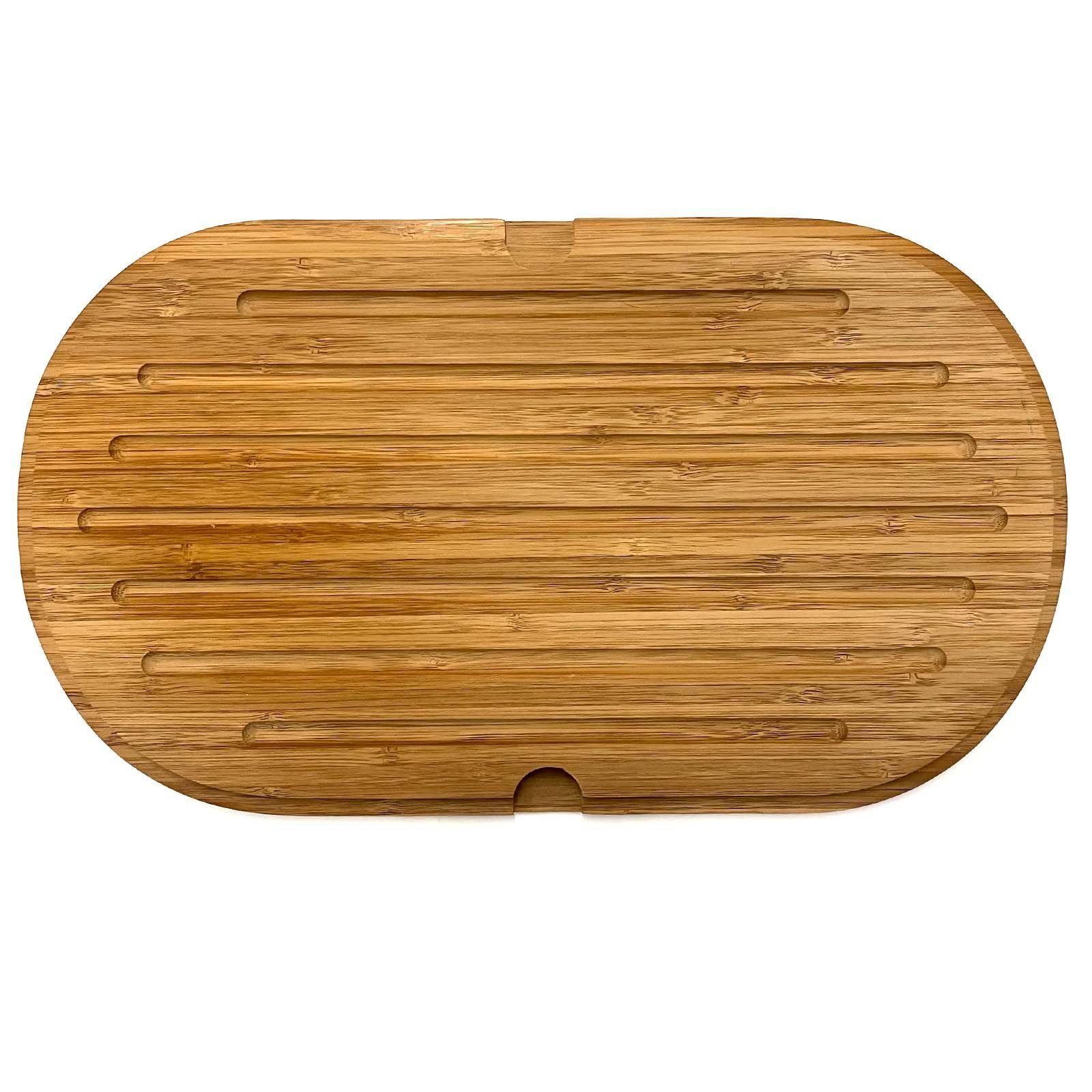 HAC24 Schneide Holz 21 cm Küchenbrett Bambus, Servierbrett mit Brettchen, x Brett Krümelrillen (8-St), Schneidebrett 37 Brotschneidebrett