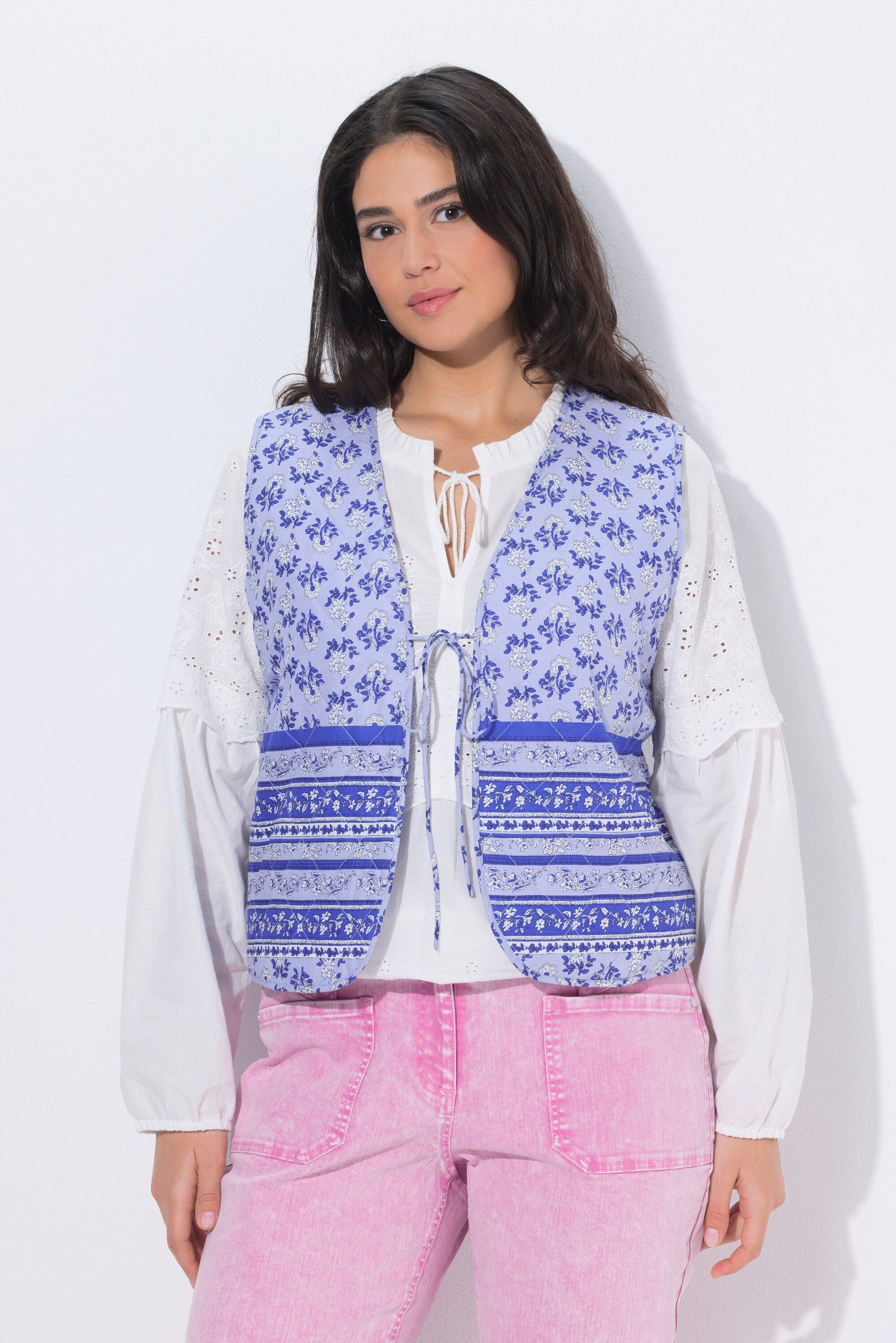 Ulla Popken Steppweste Steppweste Blüten Bindeband ärmellos