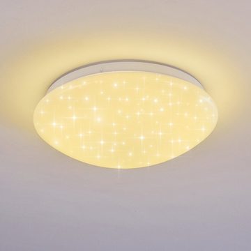 hofstein Deckenleuchte »Ovaro« runde Deckenlampe mit RGB Farbwechsler und Fernbedienung, 3000 Kelvin, Glitzereffekt, dimmbar, Sternenhimmeloptik, Nachtlichtfunktion