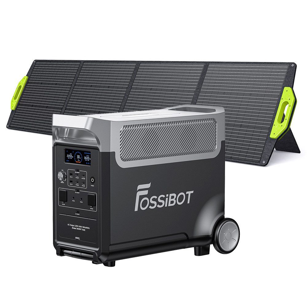 Fossibot Stromerzeuger F3600 PRO+ SP200 Solar Panel, 3840Wh LiFePO4-Akku, 3600W AC-Ausgang, Tragbares Kraftwerk