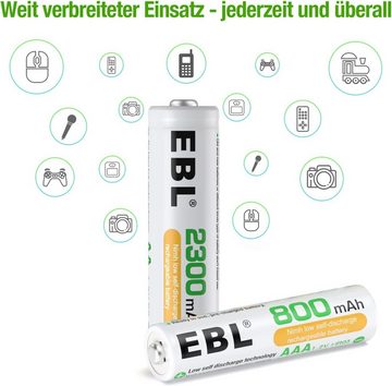 EBL AA+AAA Akku Set - 16 Stück, Ni-MH wiederaufladbare Batterien Akku (1,2 V, 16 St)