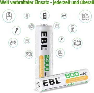 EBL AA/AAA Akku Set - 16 Stück, Ni-MH wiederaufladbare Batterien Akku (1,2 V, 16 St)
