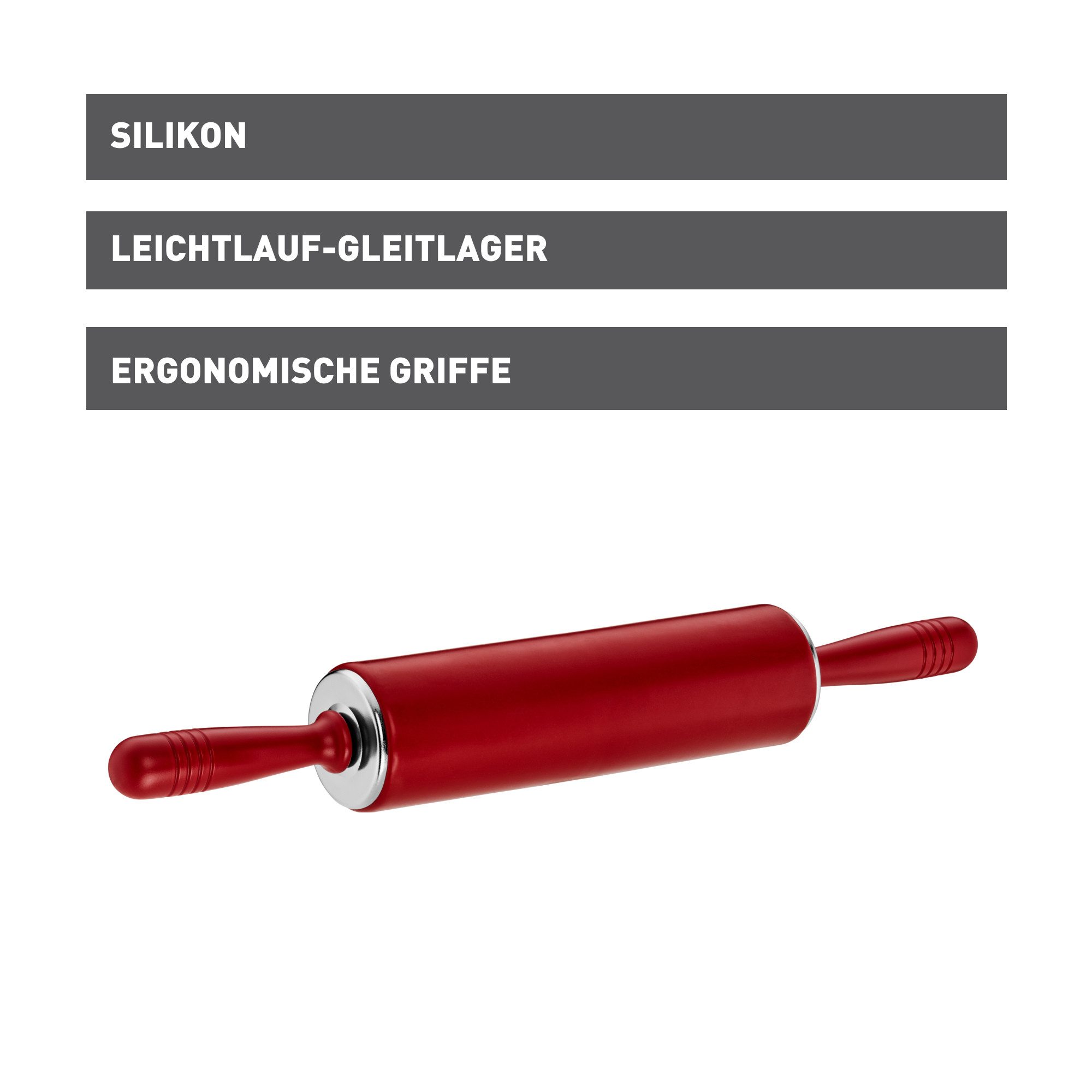 WMF Teigroller Teigrolle KAISER LBH 49x7.50x7.50 cm rot