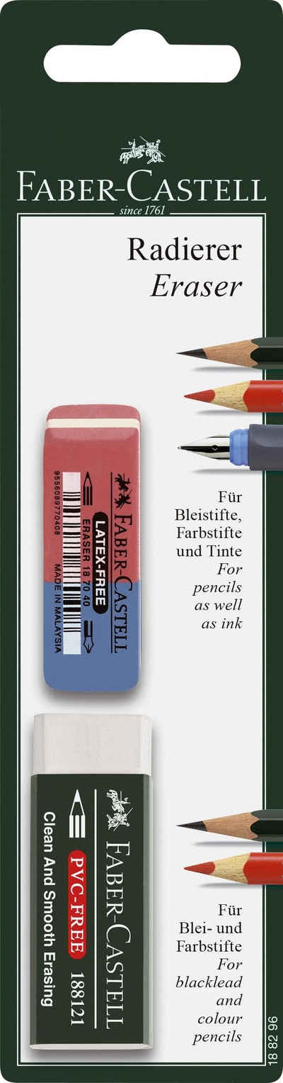 Faber-Castell Radiergummi Radierer 7081/7070-40 - 2 Stück auf Blisterkarte
