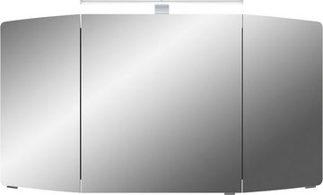 Saphir Spiegelschrank Cassca Sprint Badschrank, 3 Spiegeltüren, 6 Einlegeböden, 120 cm breit inkl. LED-Beleuchtung, Türdämpfer, Schalter-/Steckdosenkombination