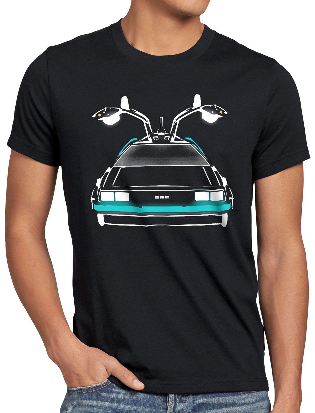 style3 Print-Shirt Herren T-Shirt Delorean Speed of Light dmc-12 zeitreise mcfly auto