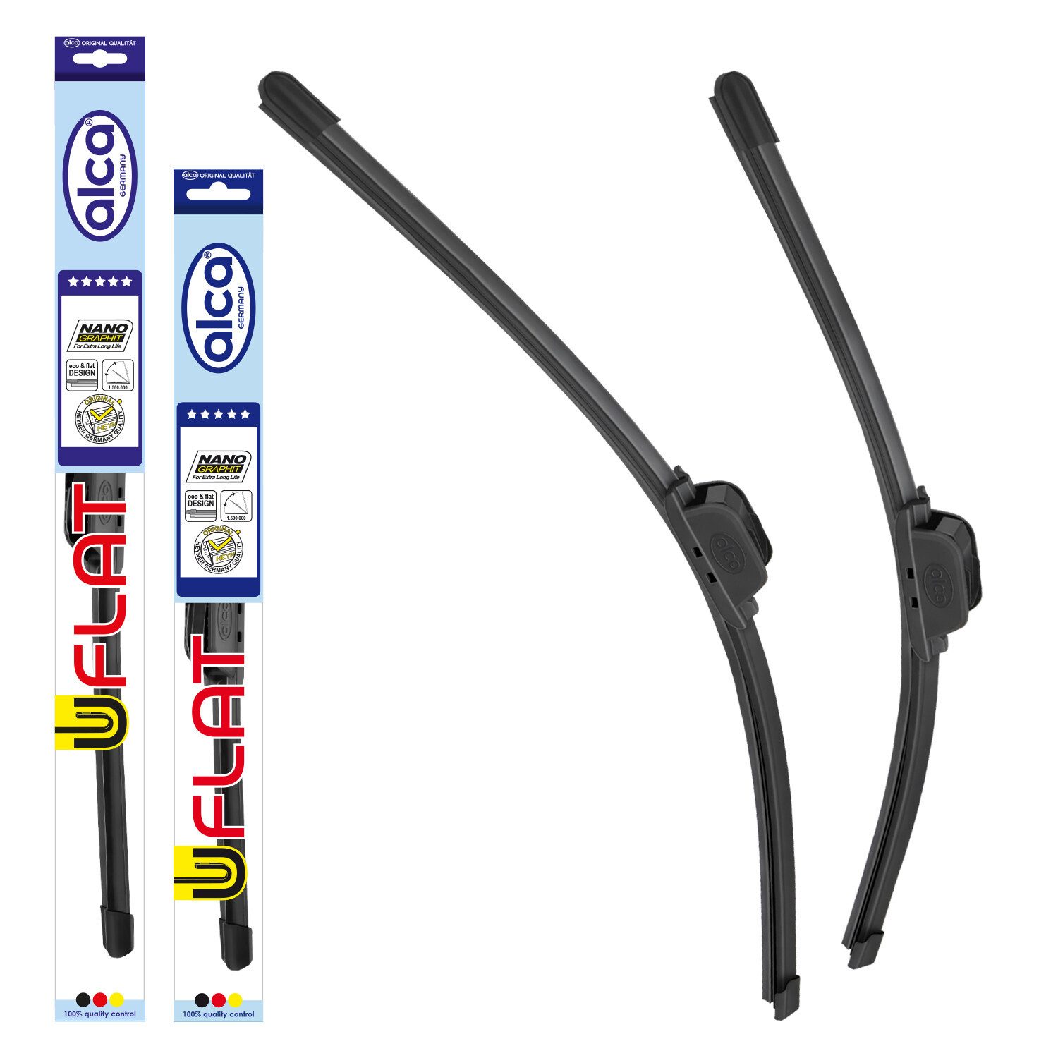 alca Scheibenwischblätter passend für CHERY A5, ELARA, ALIA, FORA, 01.2006 - 12.2012, (Set, 2-St., Scheibenwischer Set)