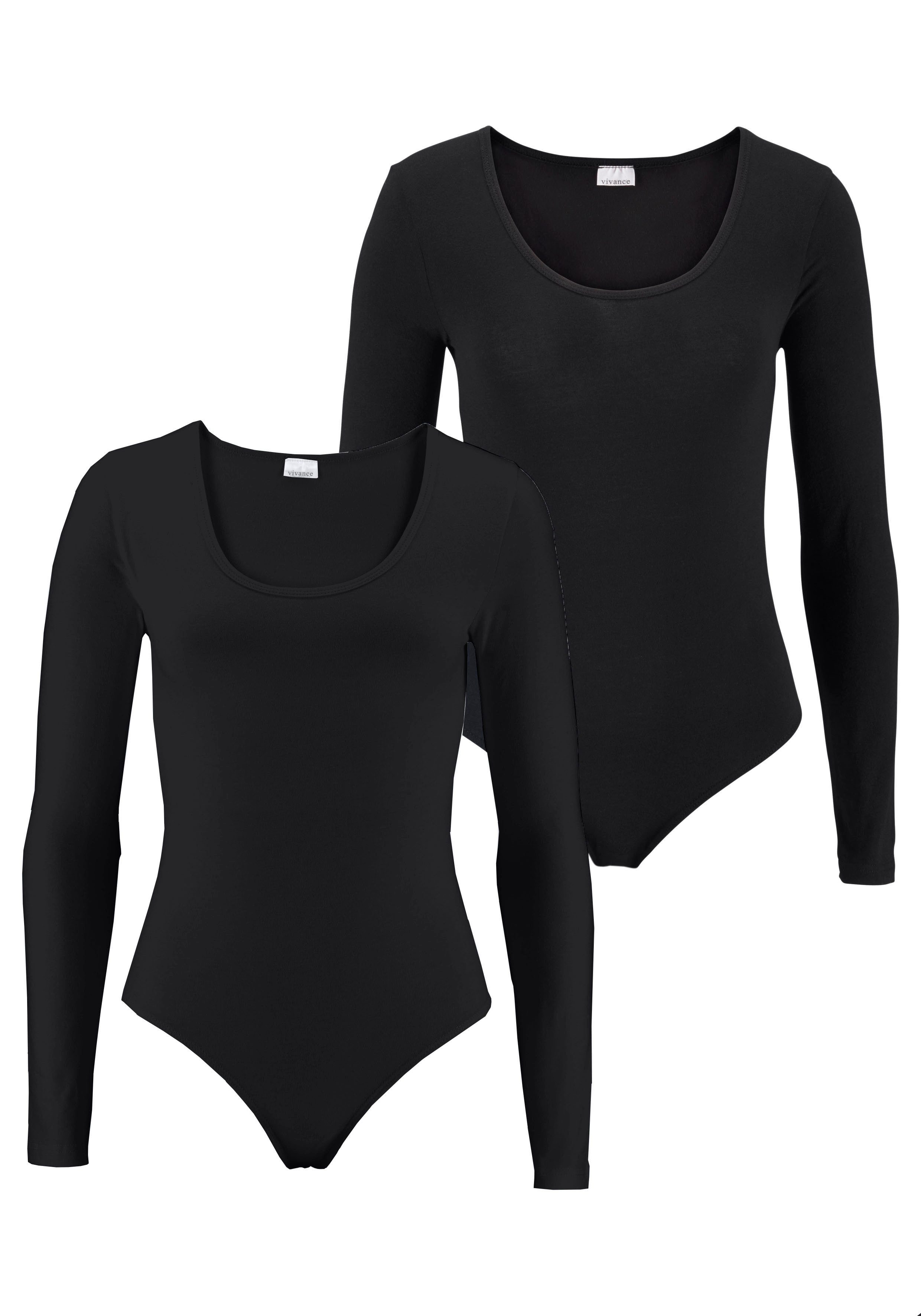 Vivance Langarmbody (2er-Pack) aus elastischer Baumwoll-Qualität