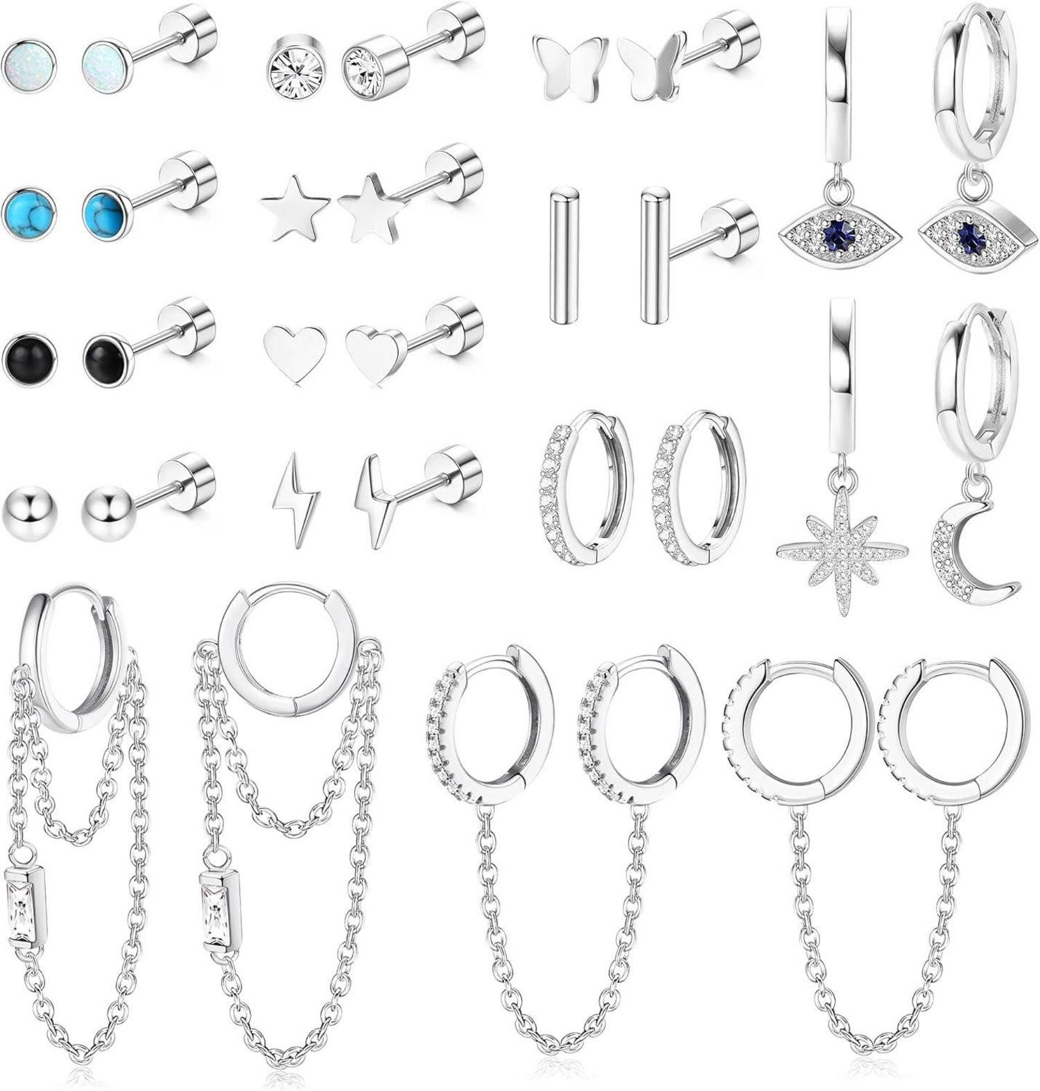 Schmuckset 15 Paar Damen Gold Silber Ohrringe Set Hypoallergen Medizinisch