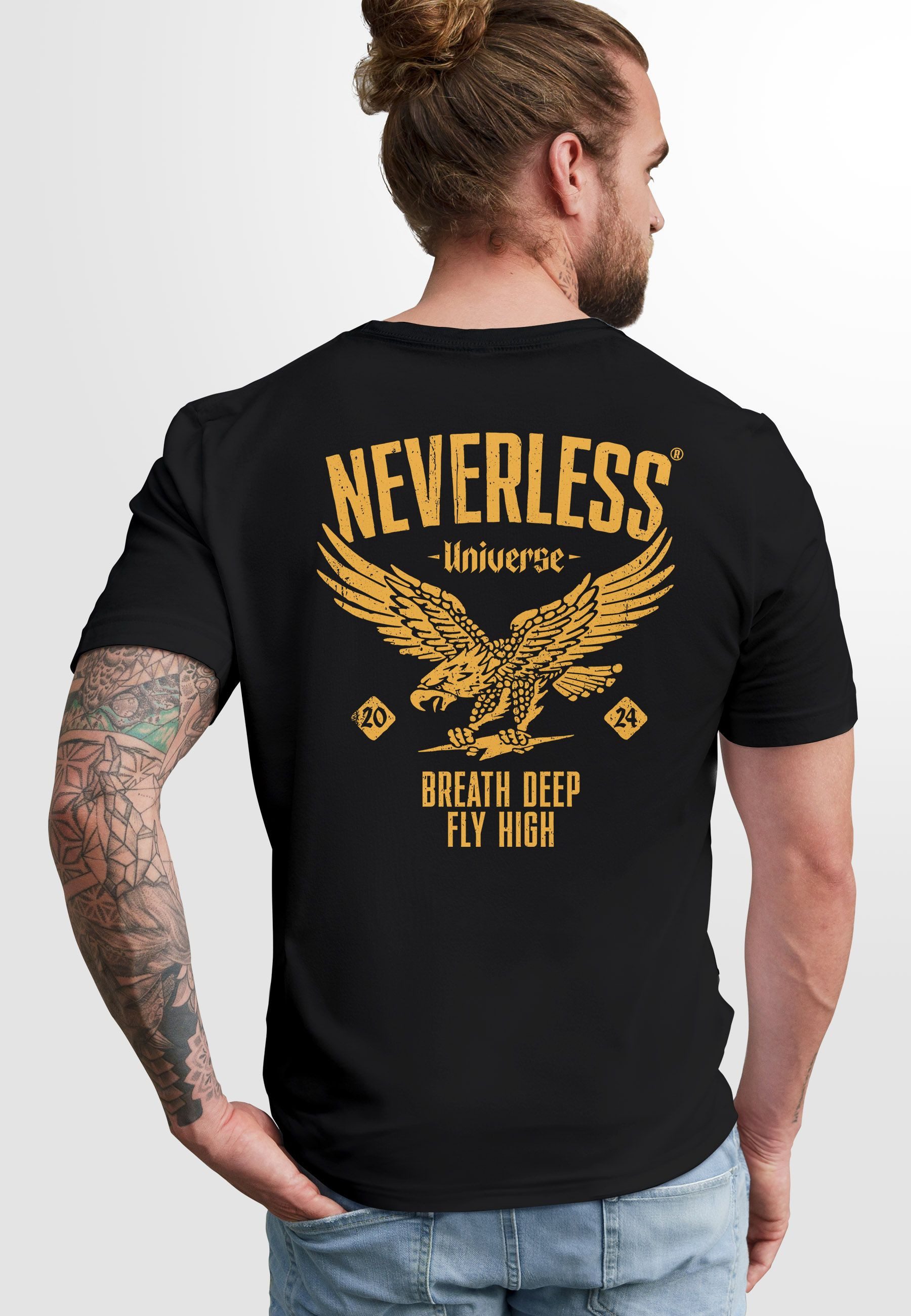 Neverless Print-Shirt Herren T-Shirt Backprint Herren Adler Eagle Print Ret günstig online kaufen