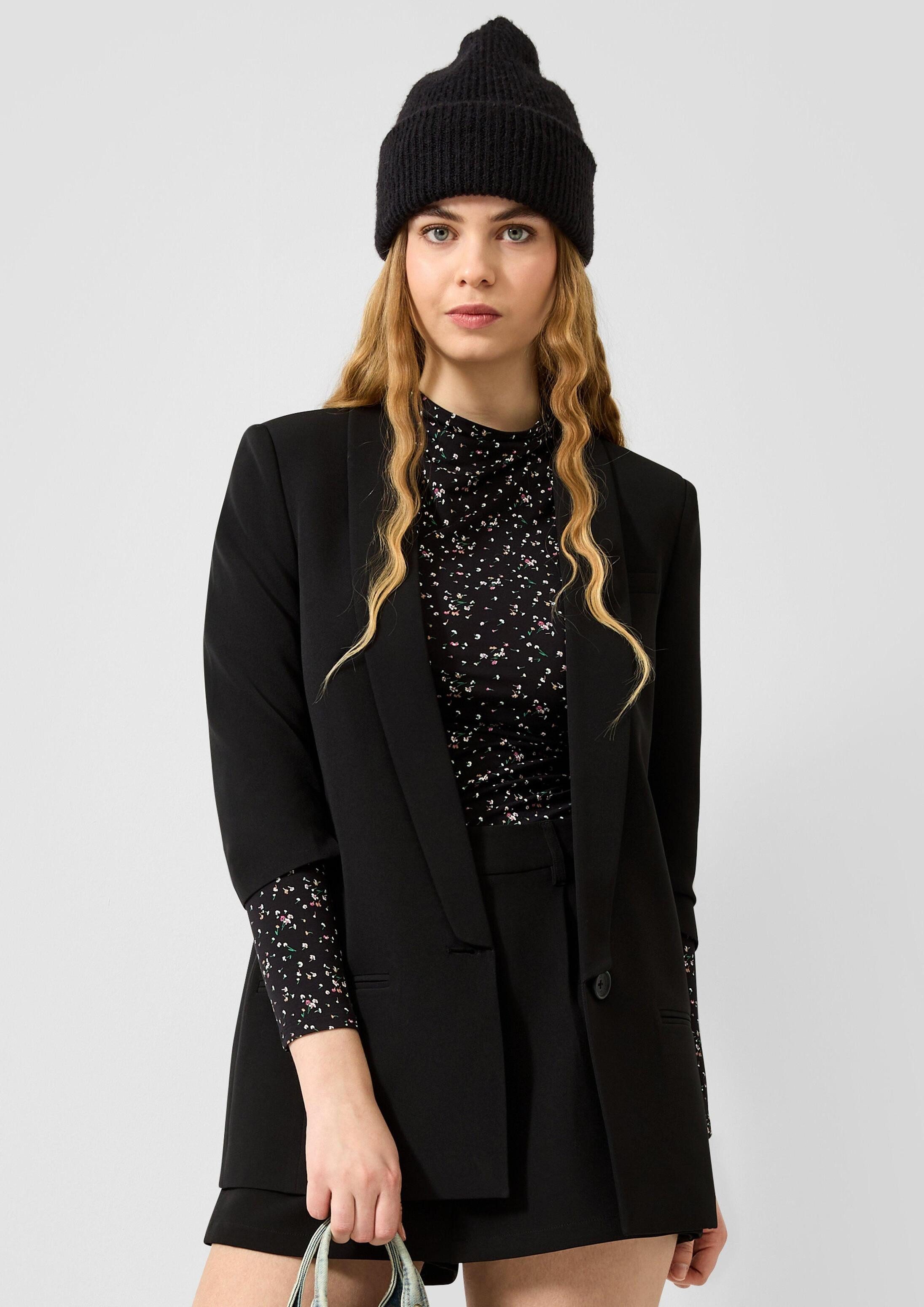 QS Jackenblazer Indoor-Blazer Blazer mit gerafftem Dreiviertelarm
