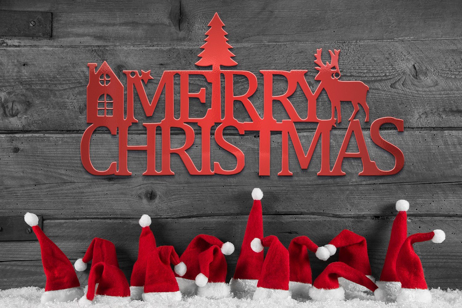 tuning-art Weihnachtsfigur WD02-RT Weihnachtsdeko Weihnachtliches Metallschild Stahl Rot