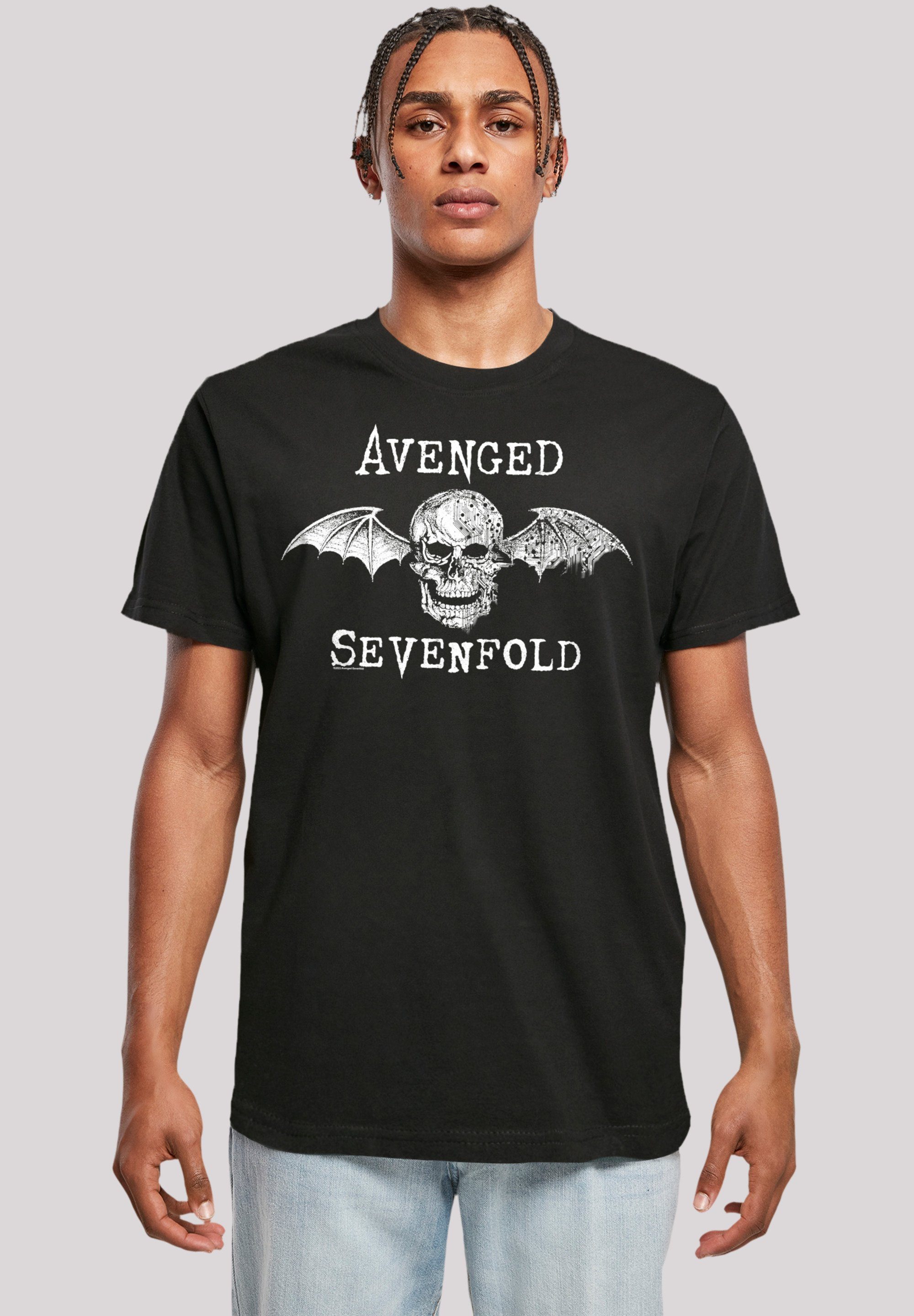 F4NT4STIC T-Shirt Hals und Doppelnähte Cyborg Saum Rock-Musik, Metal Sevenfold Rock Rippbündchen Bat Qualität, Band, am am Premium Avenged Band