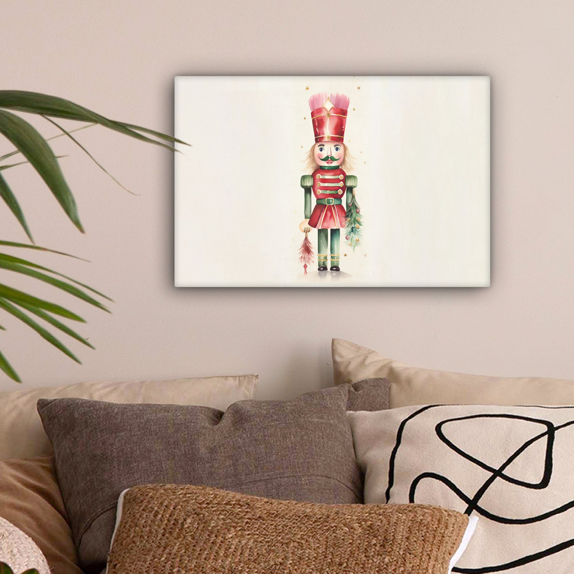OneMillionCanvasses® Leinwandbild Nussknacker - Weihnachten - Rot - Aquarel günstig online kaufen
