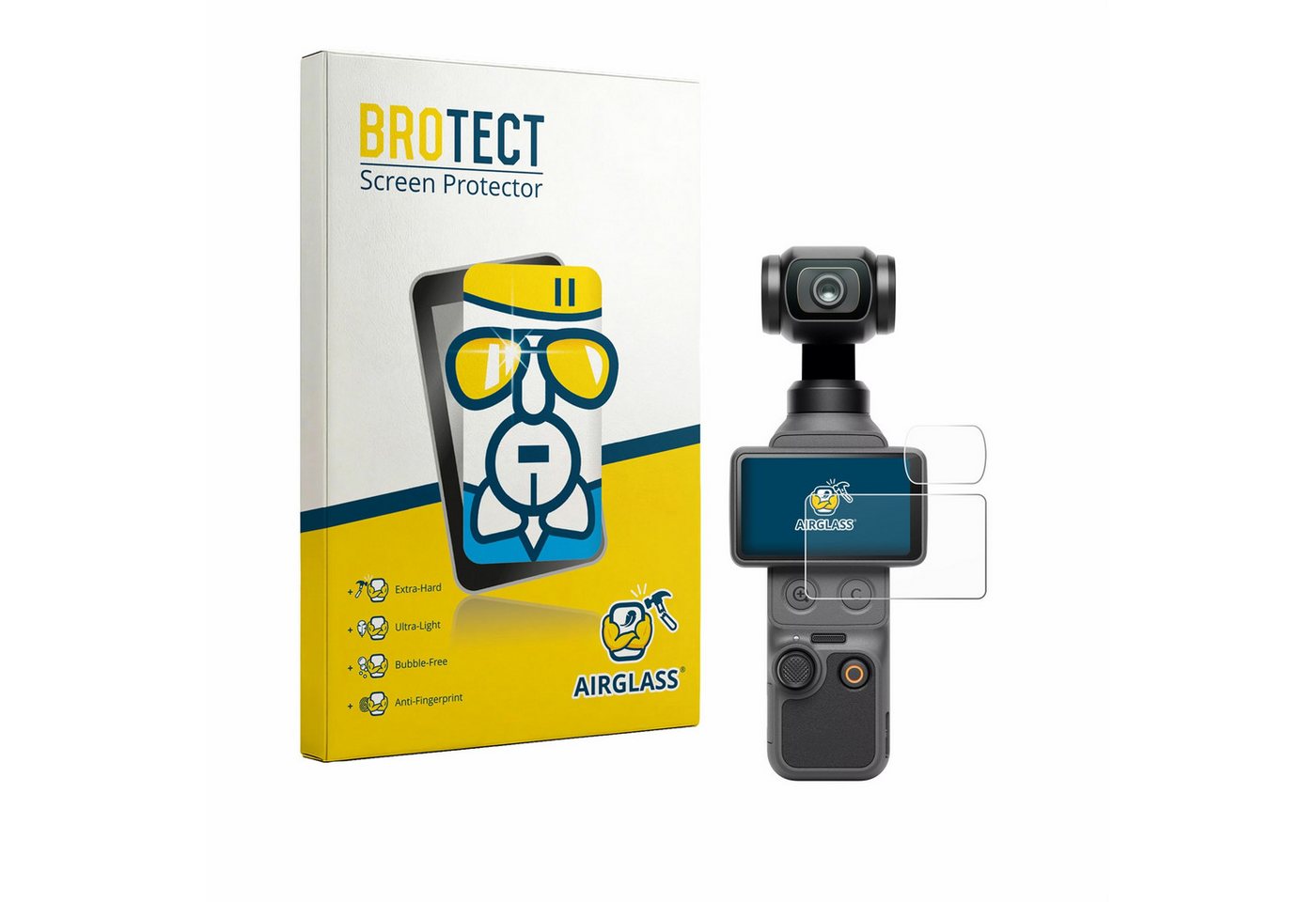 BROTECT Displayschutzglas Folie für DJI Osmo Pocket 4 (Display + Linse), Schutzfolie Glas Panzer Display Schutz klar
