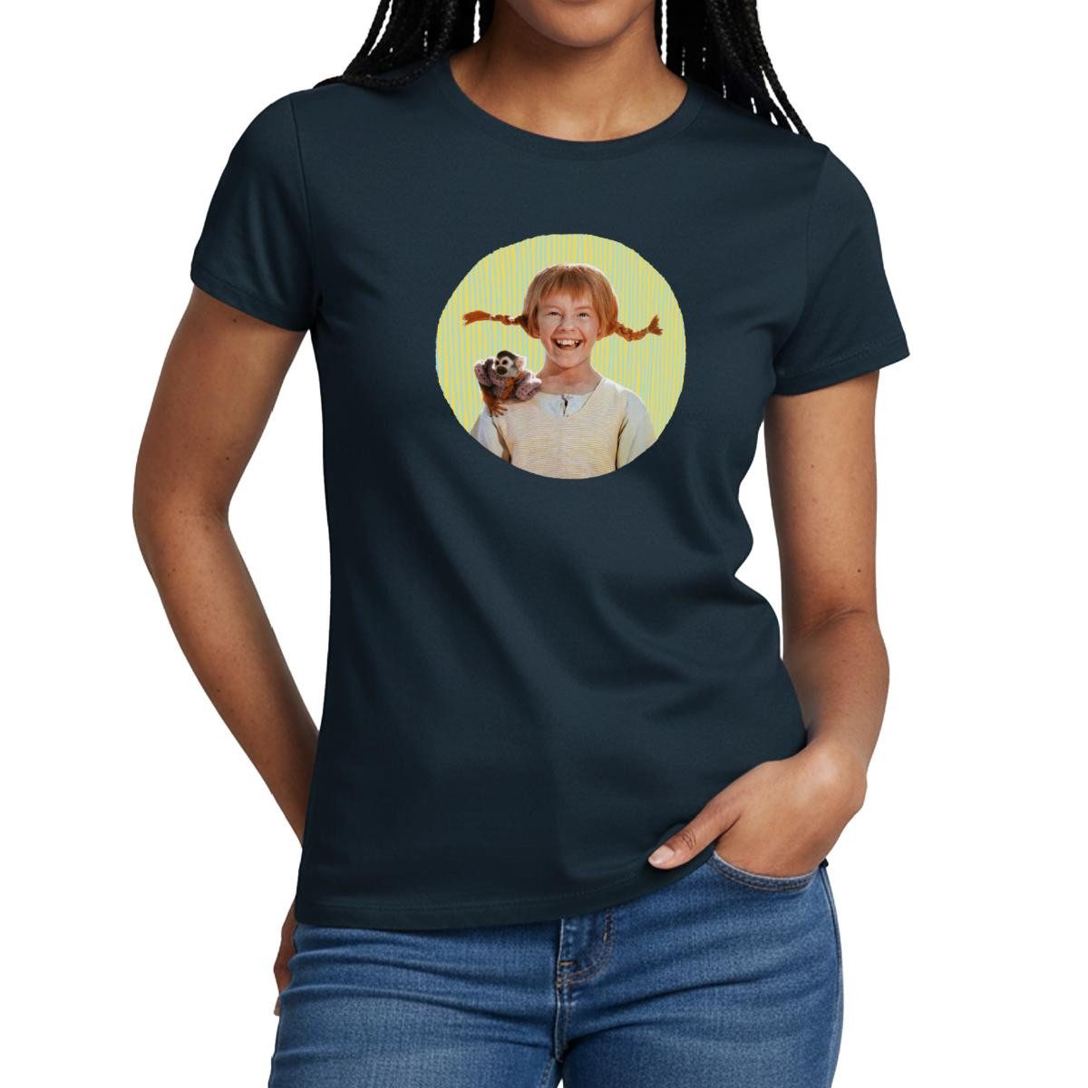 T-Shirt Pippi Langstrumpf Mit Herr Nilsson Portrait Frauen T-Shirt