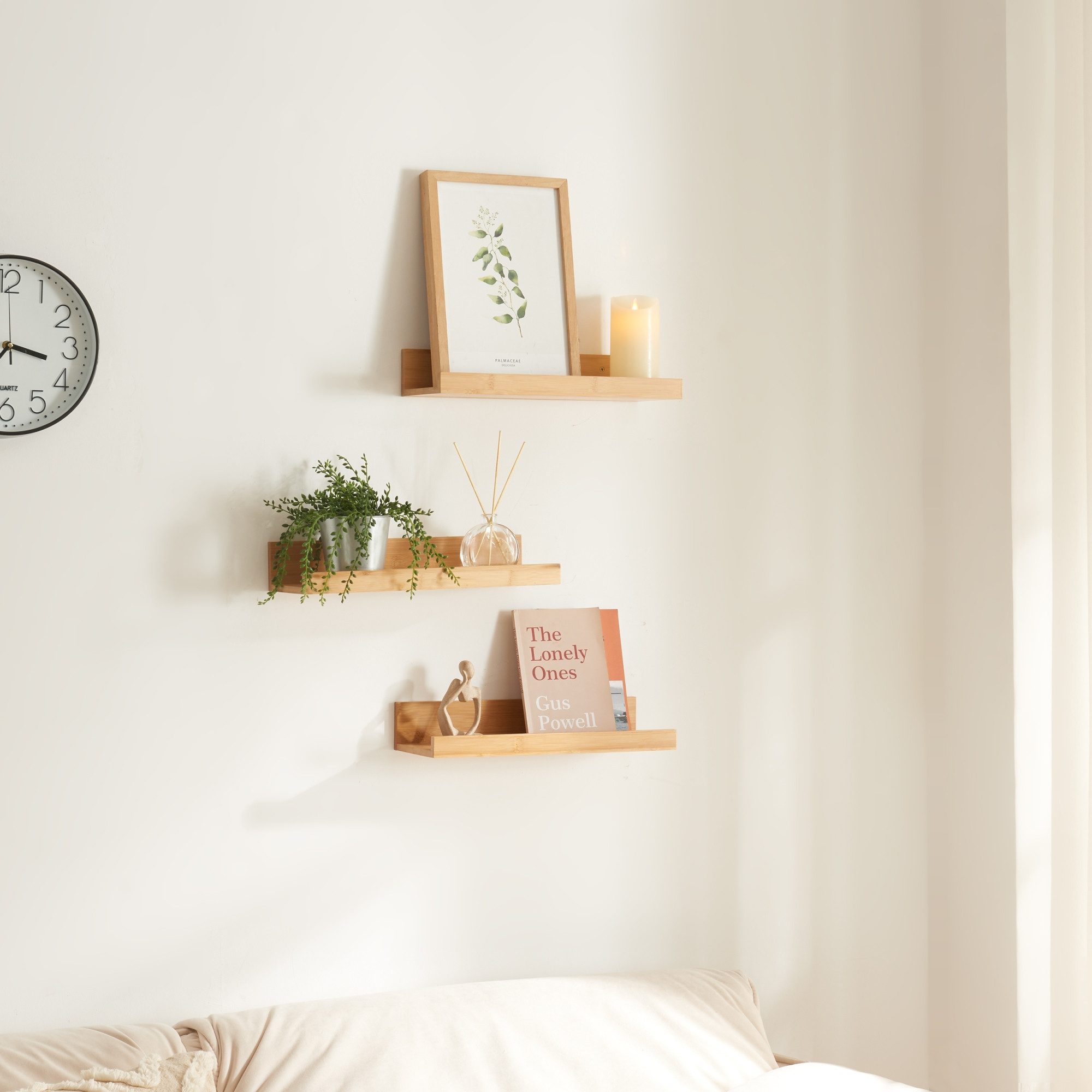 en.casa Wandregal, 3-tlg., »Gildeskål« Bambus Regal-Set 40x13x7cm Natur günstig online kaufen