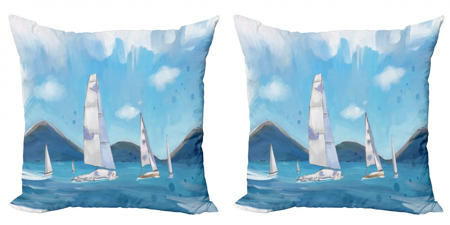 Kissenbezüge Modern Accent Doppelseitiger Digitaldruck, Abakuhaus (2 Stück), Segelboot Segeln Landschaft