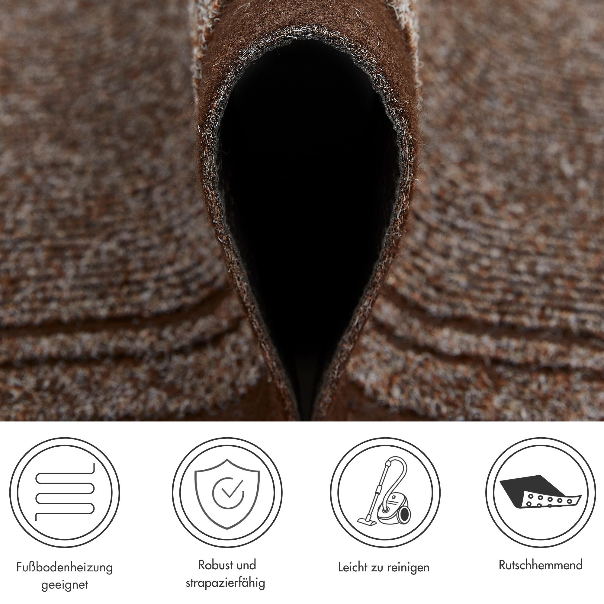 Andiamo Läufer Mitch, Made in Belgium, rechteckig, Höhe: 6 mm, Schmutzfangläufer, meliert, mit Bordüre, In- und Outdoor geeignet