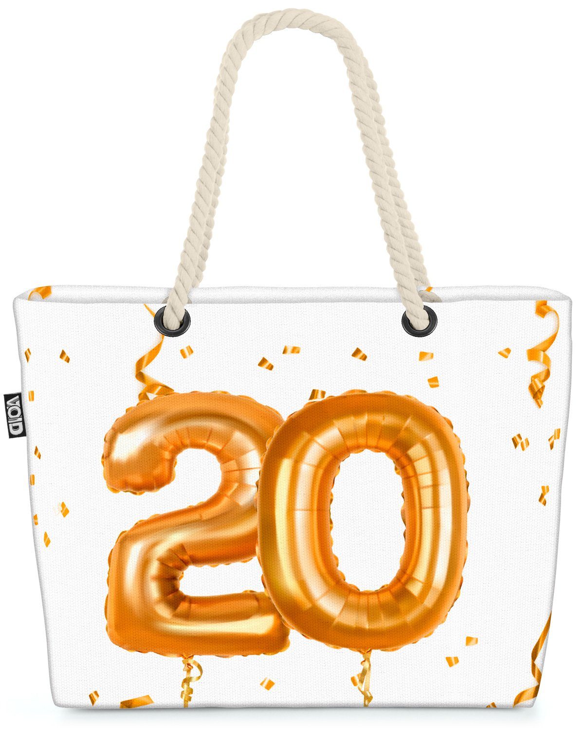 VOID Strandtasche (1-tlg), Party Ballons Feiern 20 Jubiläum Kranz Geburtstag Hochzeit Jahreszahl