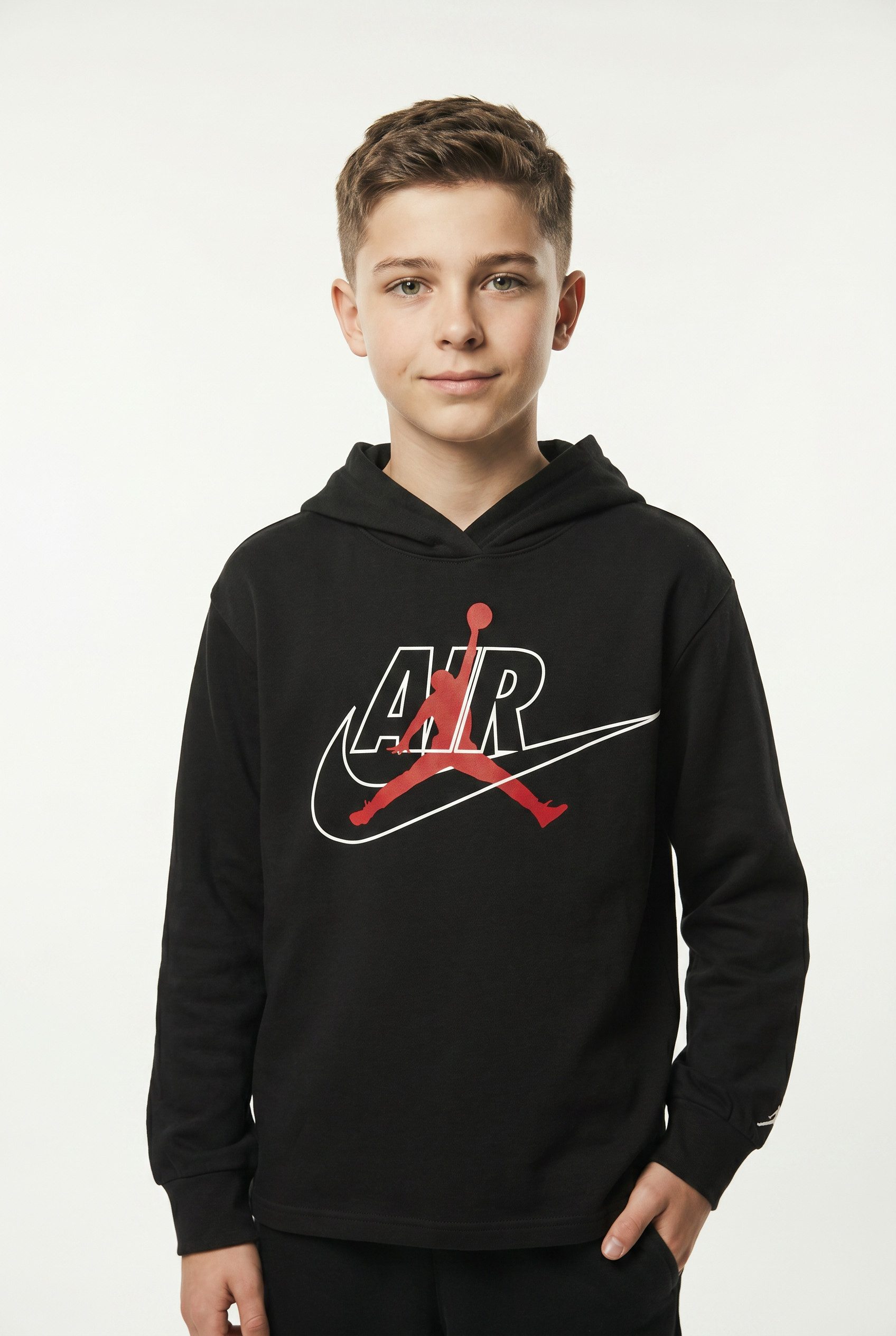Jordan Hoodie JDB MJ JUMPMAN AIR HOODED LS mit Kapuze, unifarbenes Design, sportlicher Stil