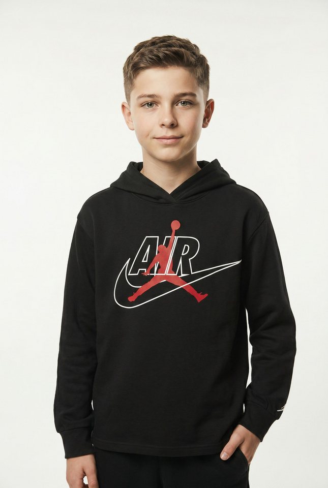 Jordan Hoodie JDB MJ JUMPMAN AIR HOODED LS für Kinder, mit Kapuze, unifarben, aus Baumwolle und Polyester