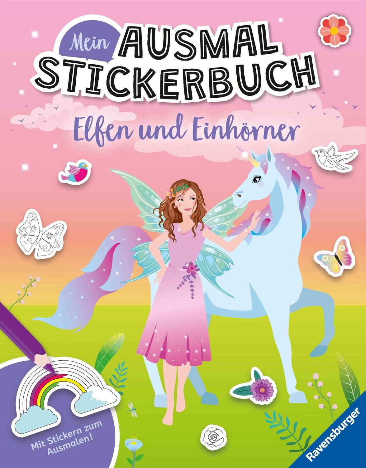Mein Ausmalstickerbuch - Elfen und Einhörner / diverse