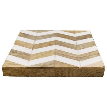 Platzset, Untersetzer Holz mit geometrischem Muster weiß für Gläser 10 cm, matches21 HOME & HOBBY, (6-St)